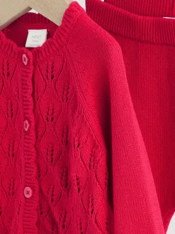 Best Next Frill Knitted Bow Cardigan Set (0mths-3yrs) Red