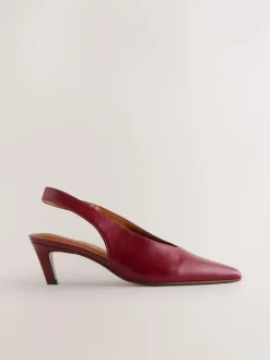 Hot Next Leather Pointed Toe Slingback Heels Red