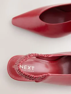 Next Pointed Toe High Cut Slingback Heels Red