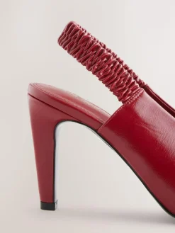Next Pointed Toe High Cut Slingback Heels Red
