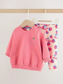 Next Baby Sweatshirt and Leggings 2 Piece Set (0mths-2yrs) Red Strawberry