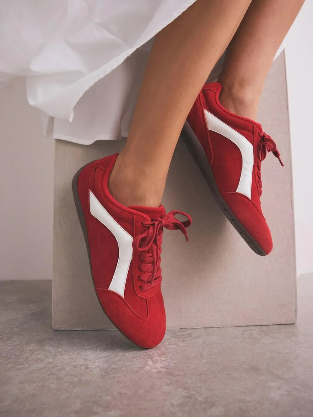 Next Forever Comfort® Leather Slimsole Lace-Up Trainers^Women Sneakers