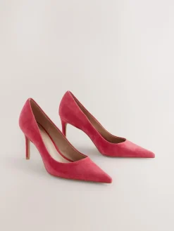 Sale Next Red Suede Standard/Wide Fit Leather Mid Court Shoes