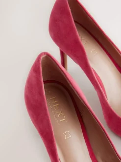 Sale Next Red Suede Standard/Wide Fit Leather Mid Court Shoes