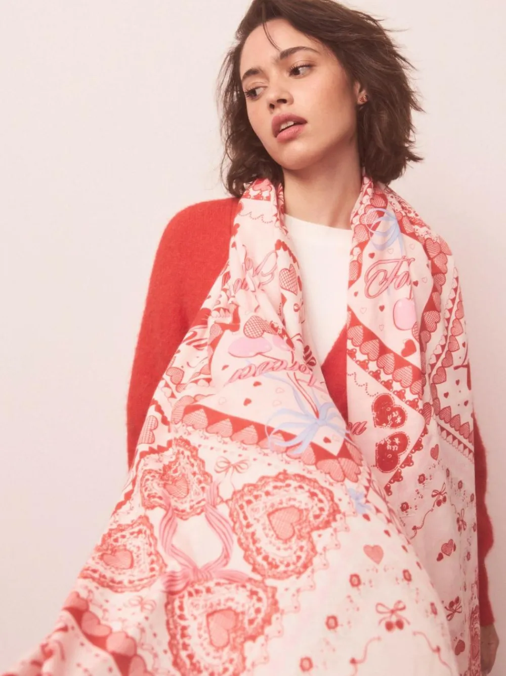 Clearance Next Red Valentine Patchwork Lightweight Scarf