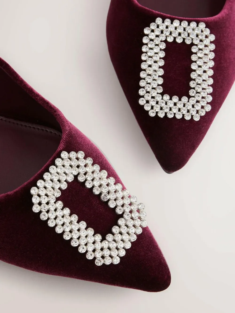 Sale Next Red Velvet Forever Comfort Jewel Trim Pointed Court Heels