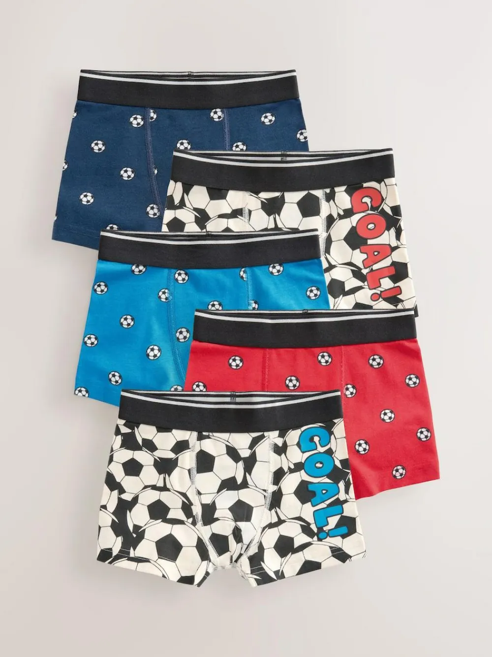 New Next Junior Character Trunks 5 Pack (1.5-16yrs) Red/Blue Football