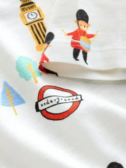 Online Next Short Sleeve All Over Graphic Print T-Shirts 3 Pack (3mths-7yrs) Red/Blue London