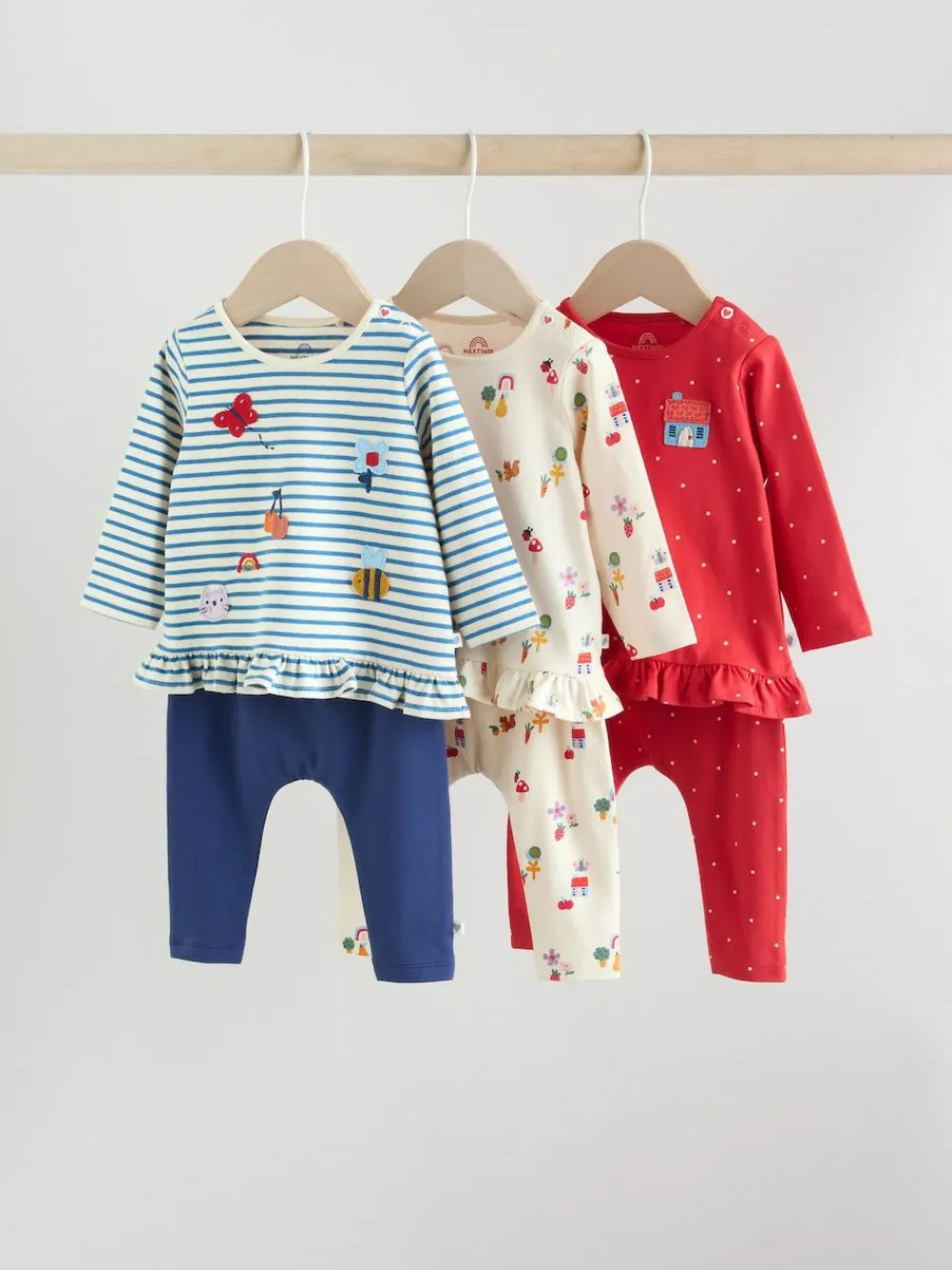 Discount Next Red/Blue/Cream Long Sleeve Top And Leggings Set 6 Piece (0mths-3yrs)