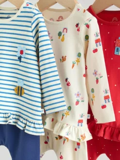 Discount Next Red/Blue/Cream Long Sleeve Top And Leggings Set 6 Piece (0mths-3yrs)