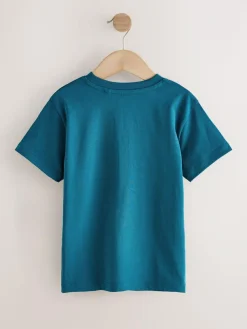 New Next Red/Blue/Navy/Neutral Regular Fit Short Sleeves T-Shirts 4 Pack (3-16yrs)
