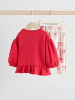 Sale Next Baby Bow Sweaters and Leggings Set 2 Piece (0mths-2yrs) Red/Cream
