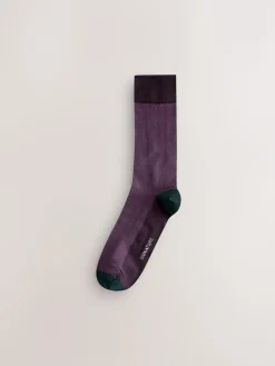 Discount Next Red/Green/Blue Herringbone Pattern Modal Signature Socks 4 Pack