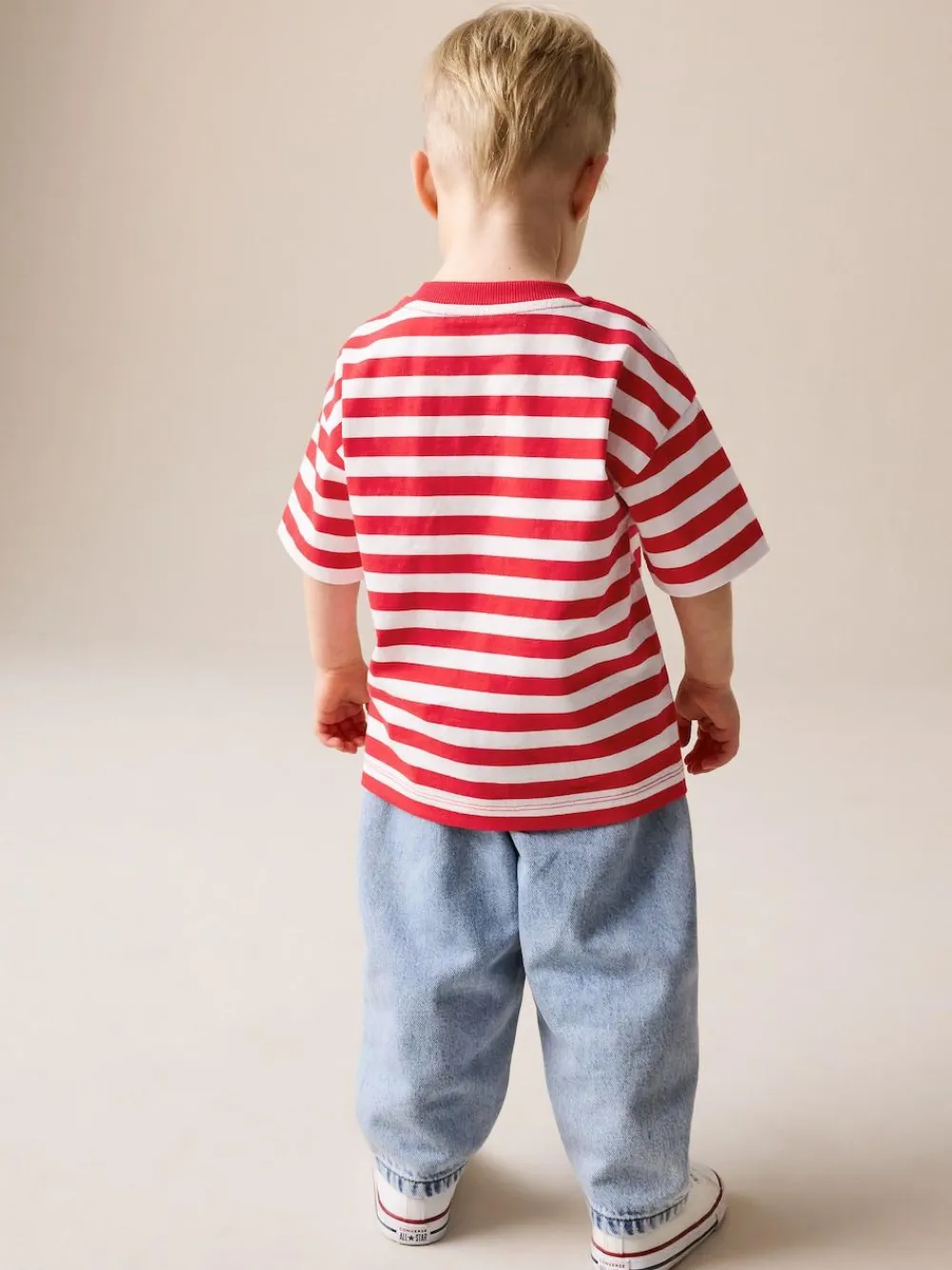 New Next Short Sleeve Stripe T-Shirt (3mths-7yrs) (3mths-7yrs) Red/White
