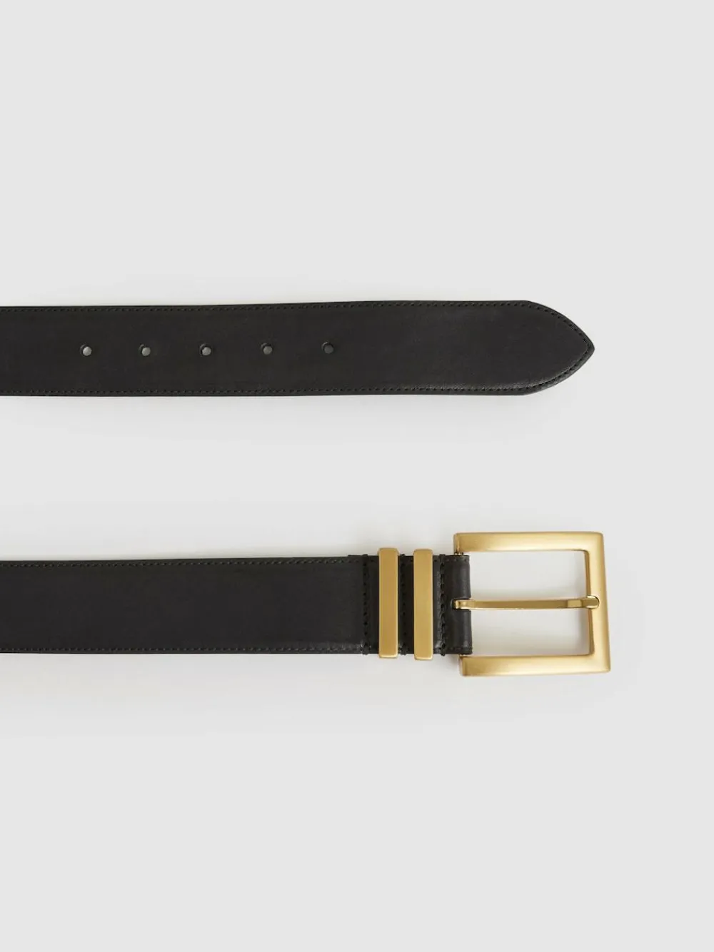 Reiss Brompton Leather Belt Black