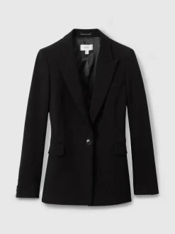 Reiss Gabi Tailored Single Breasted Suit Blazer Black