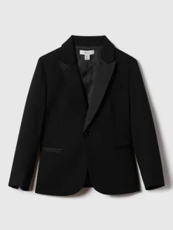 Outlet Reiss Black Knightsbridge B 3-9 yrs Single-Breasted Tuxedo Blazer Wool-Blend