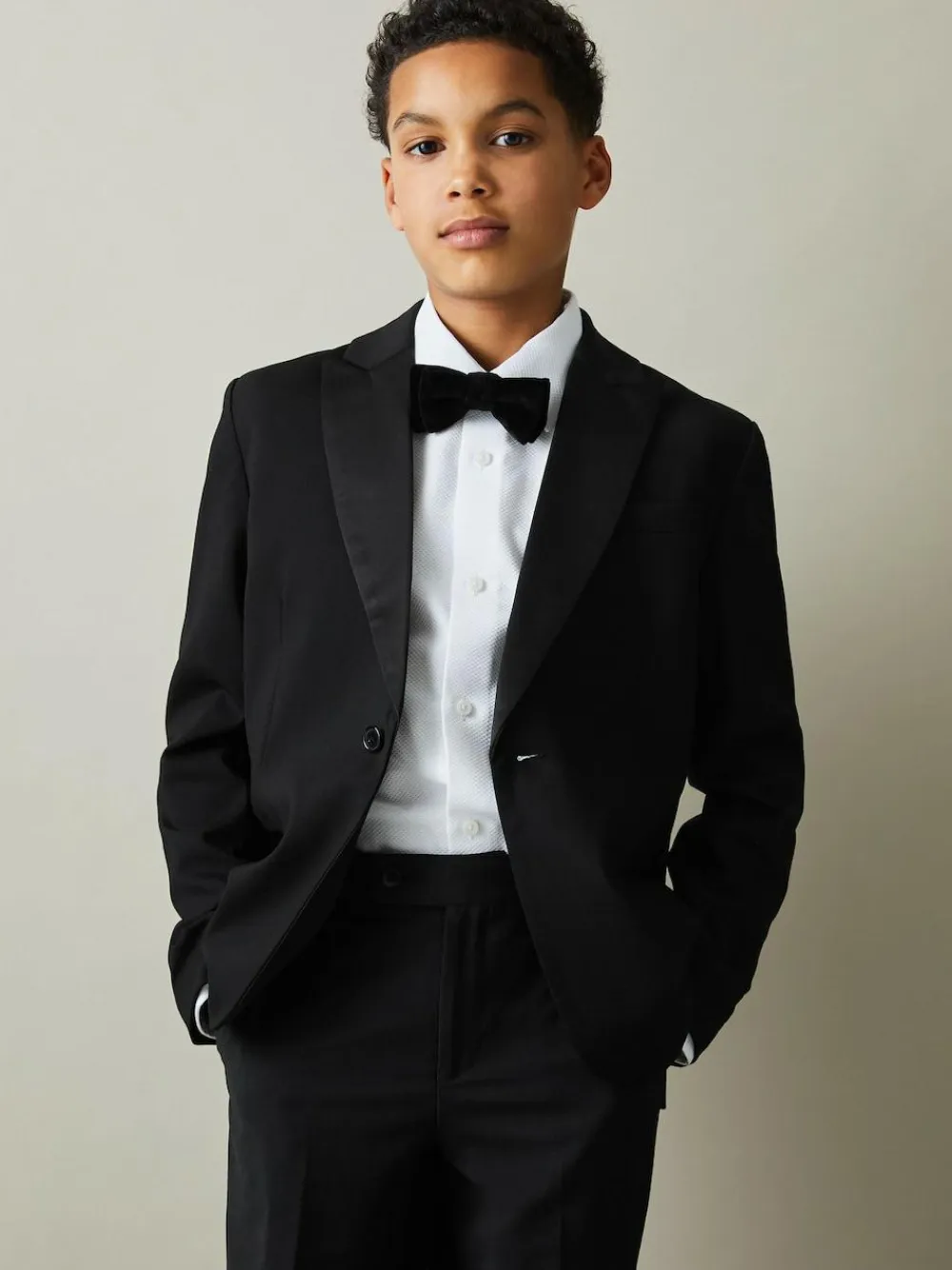 Outlet Reiss Black Knightsbridge 3-9 yrs Single-Breasted Tuxedo Blazer Wool-Blend