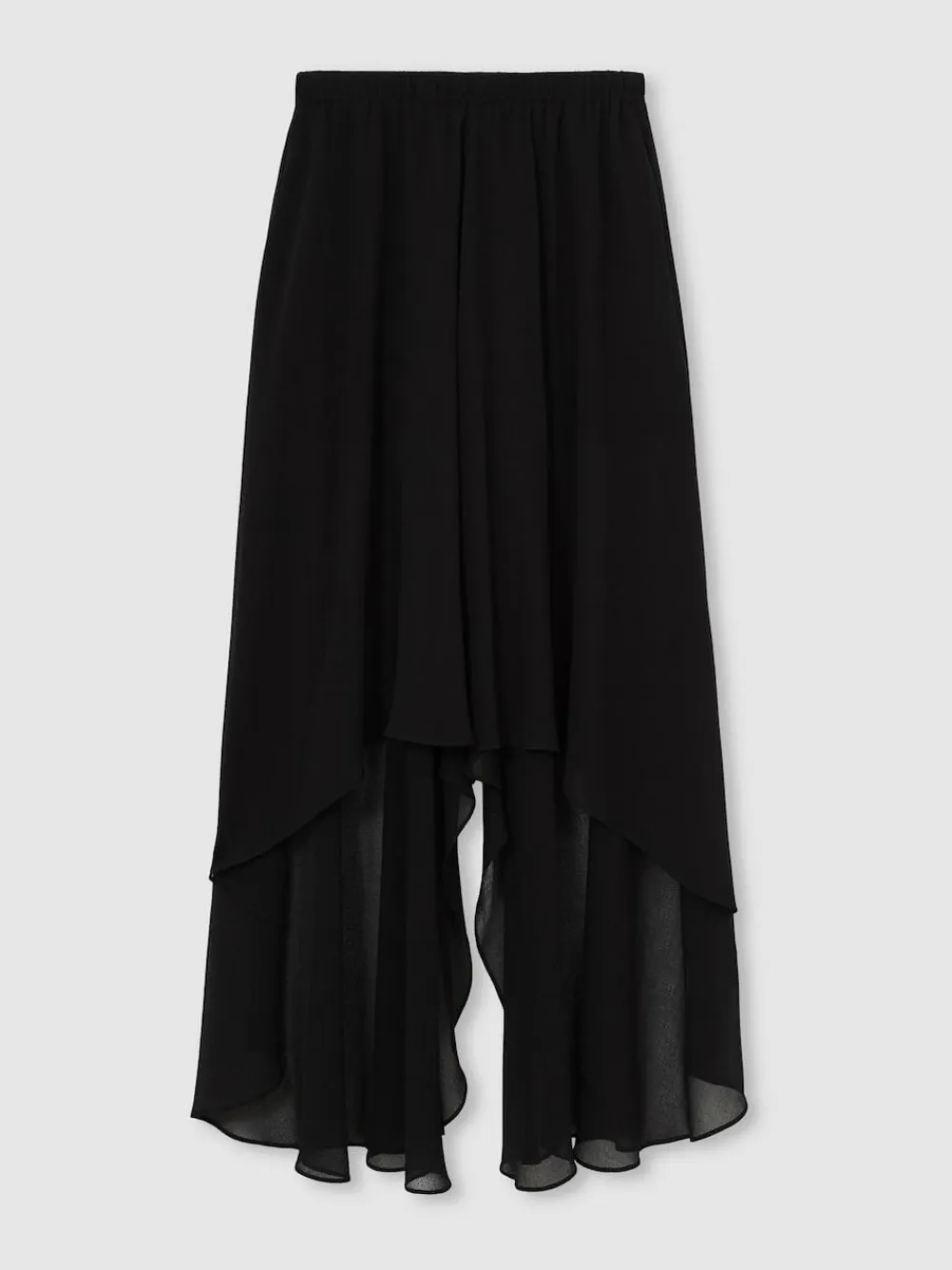 Outlet Reiss Black Lucie Sheer-Overlay High-Low Shorts