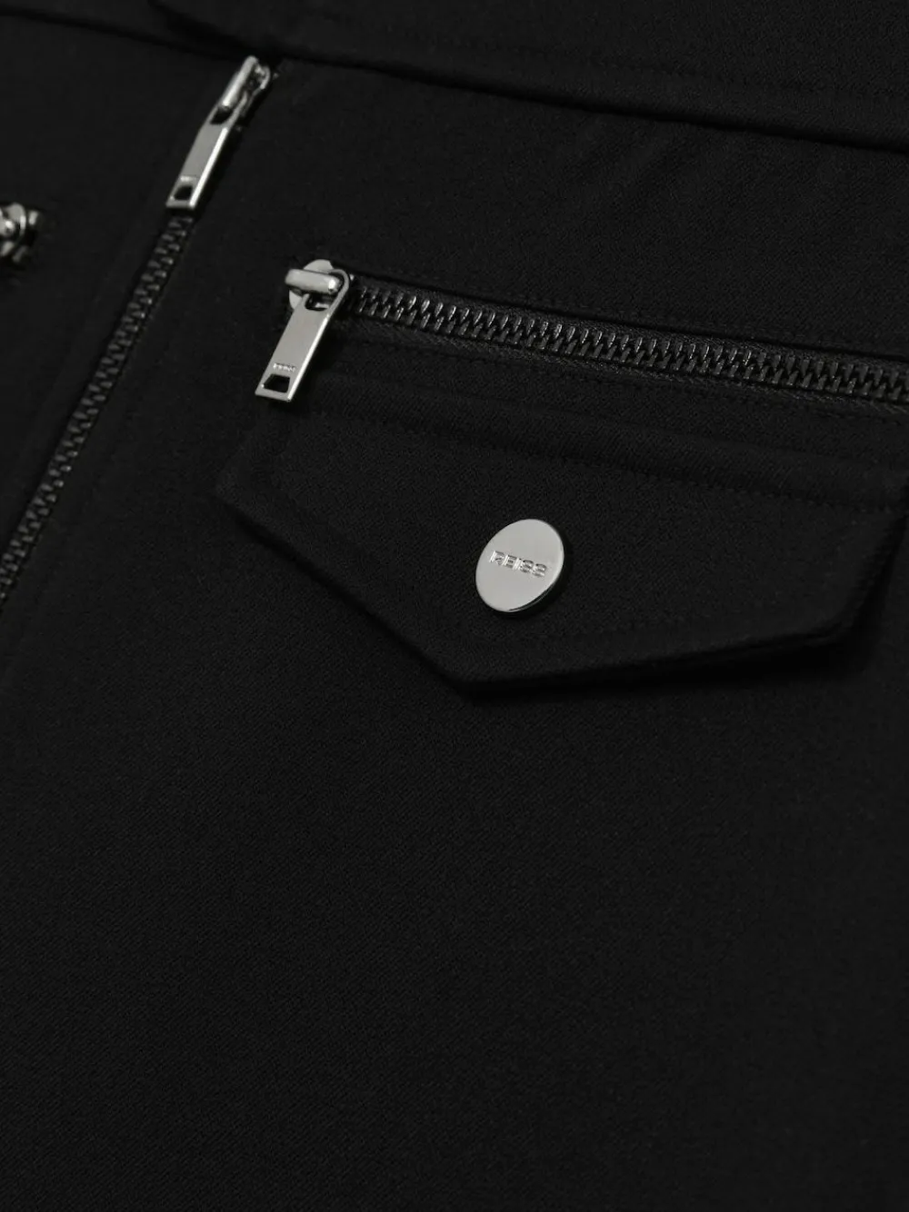 New Reiss Black Poppie 9-13 yrs Piqué Zip-Detail Mini Skirt