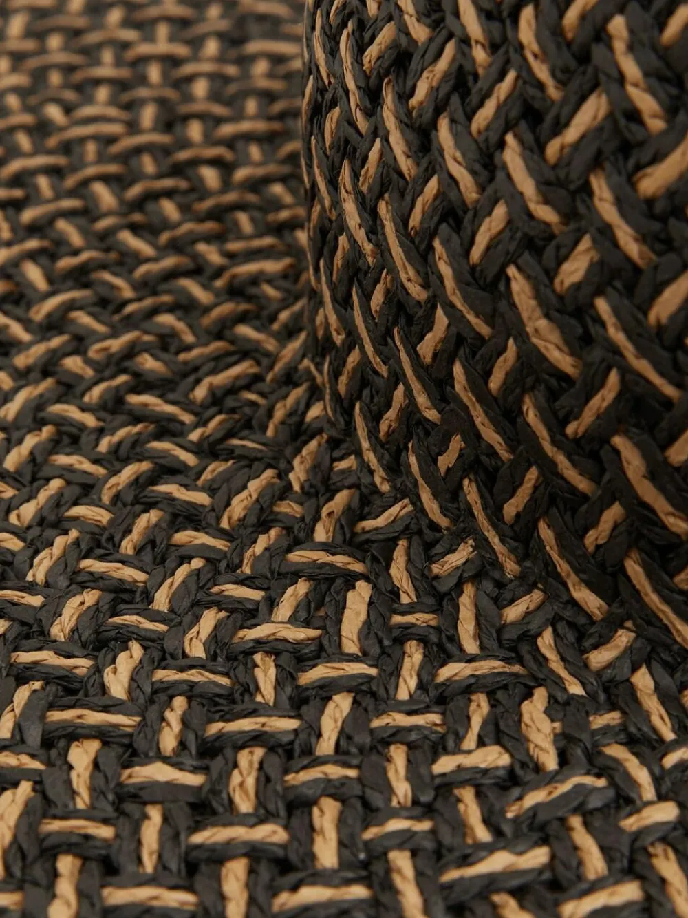 Reiss Black/Natural Sonia Straw Basket-Weave Sun Hat^Women Hats
