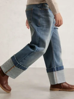 New Reiss Blue Belinda 9-13 yrs Straight-Leg Turn-Up Jeans