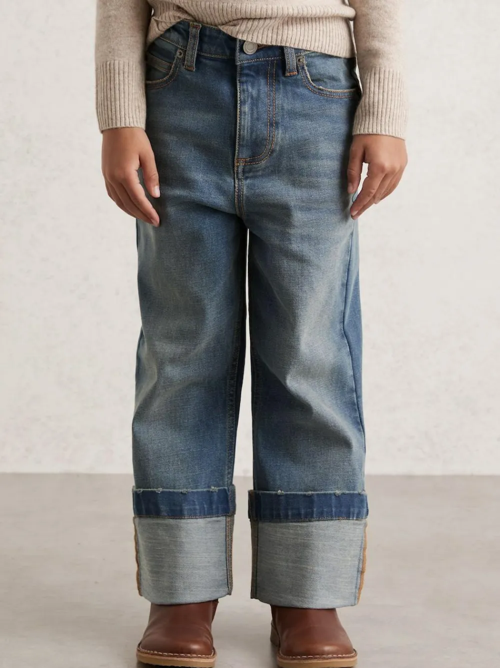 New Reiss Blue Belinda 9-13 yrs Straight-Leg Turn-Up Jeans