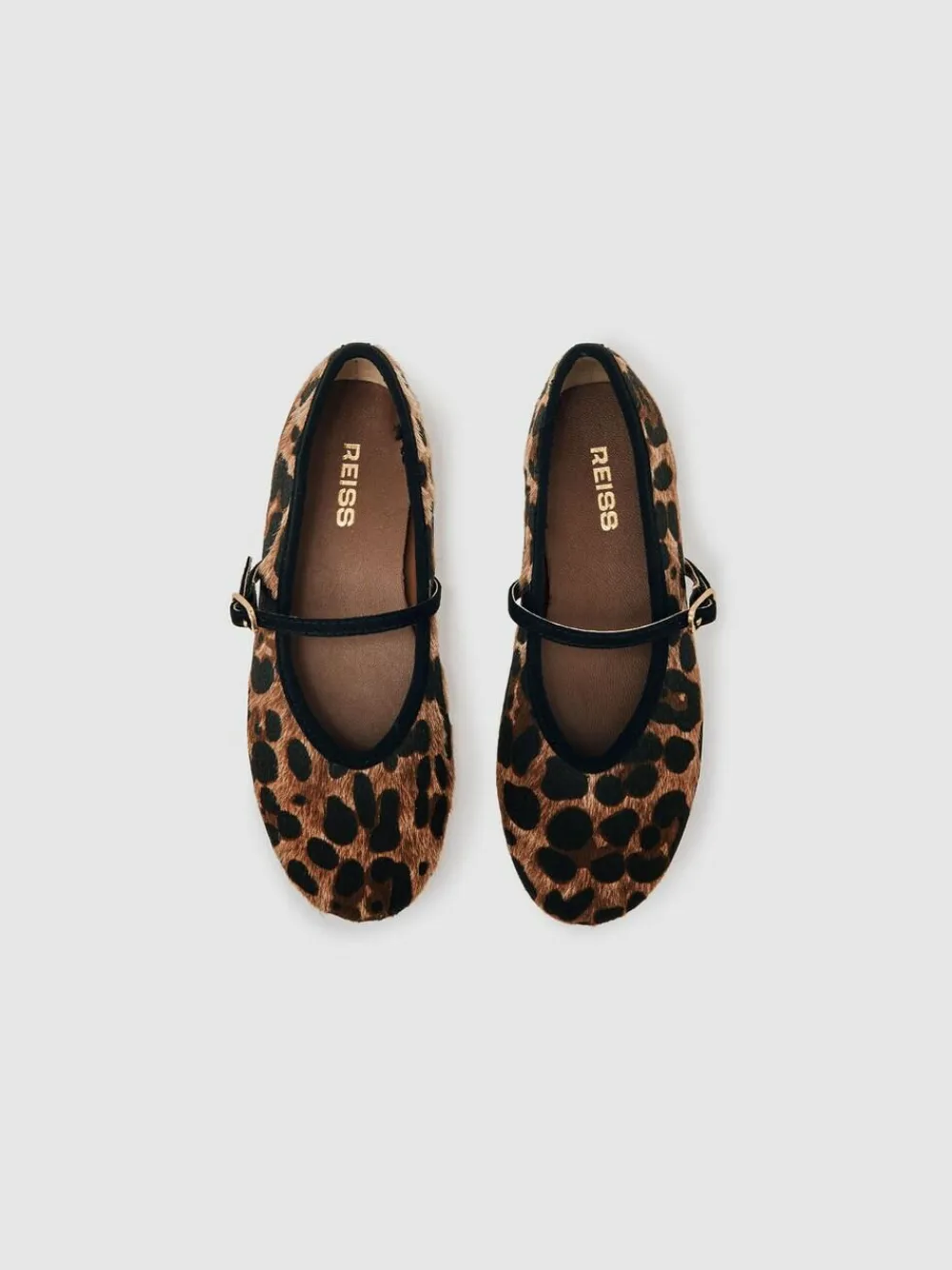New Reiss Brown Amelia Girls Leopard-Print Ballet Pumps