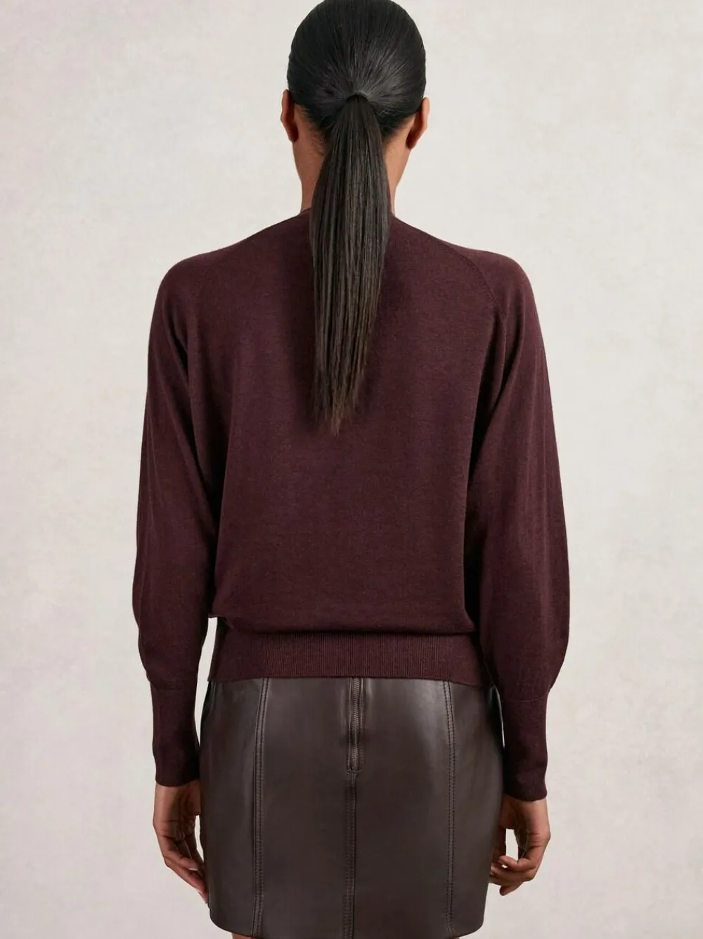 Sale Reiss Alexis Wool Scarf-Tie Draped Jumper Burgundy