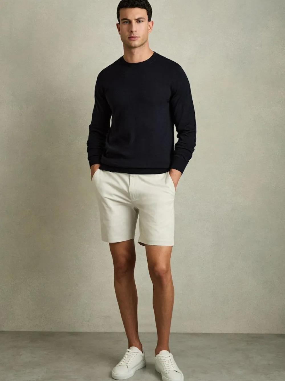 Best Reiss Wicket Cotton Chino Shorts with Stretch Chalk
