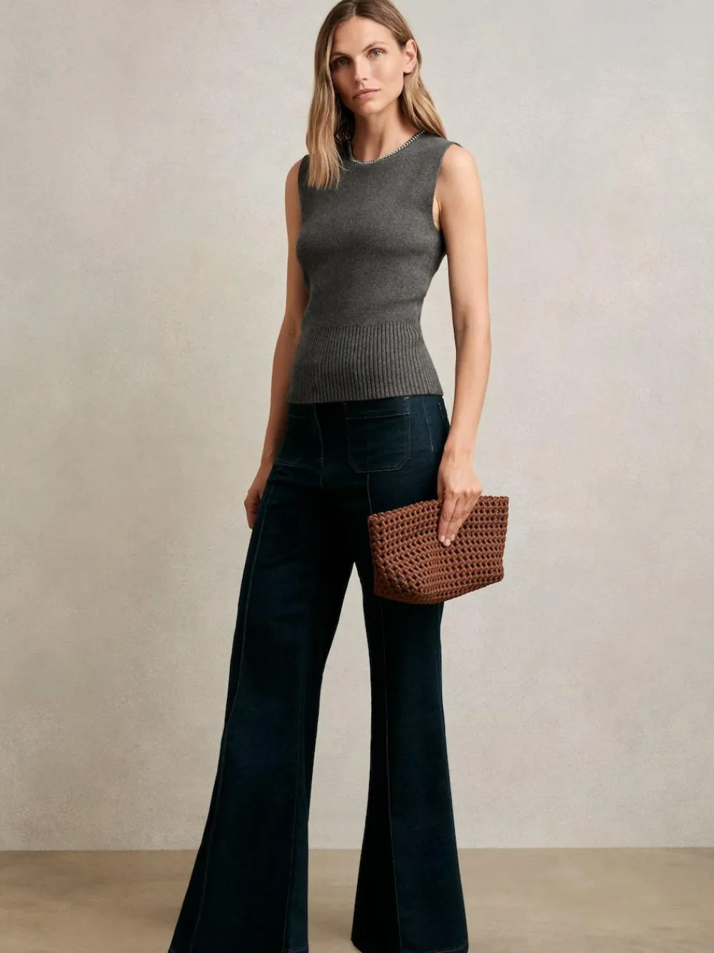Reiss Nina Wool-Blend Necklace-Trim Knitted Vest^Women Nightwear|Tops & T-Shirts