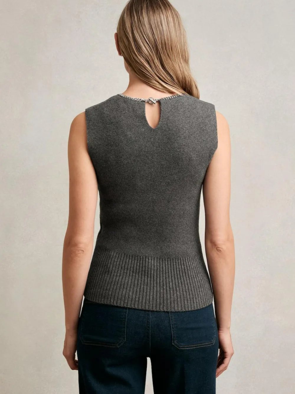 Reiss Nina Wool-Blend Necklace-Trim Knitted Vest^Women Nightwear|Tops & T-Shirts