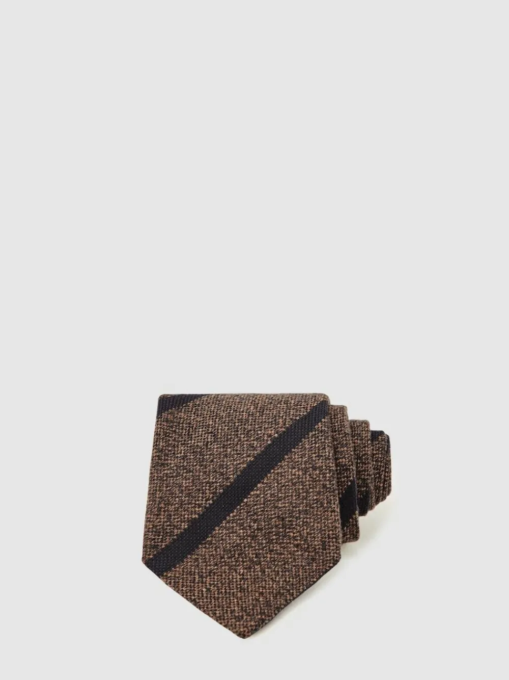 Online Reiss Sante Wool-Silk Striped Tie Chocolate Brown