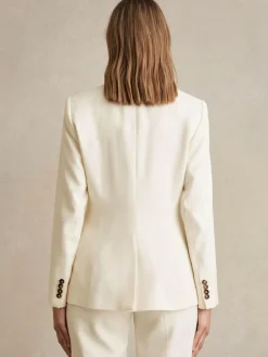 Reiss Cream Millie Single-Breasted Peak-Lapel Tailored Blazer^Women Suits & Tailoring|Blazers