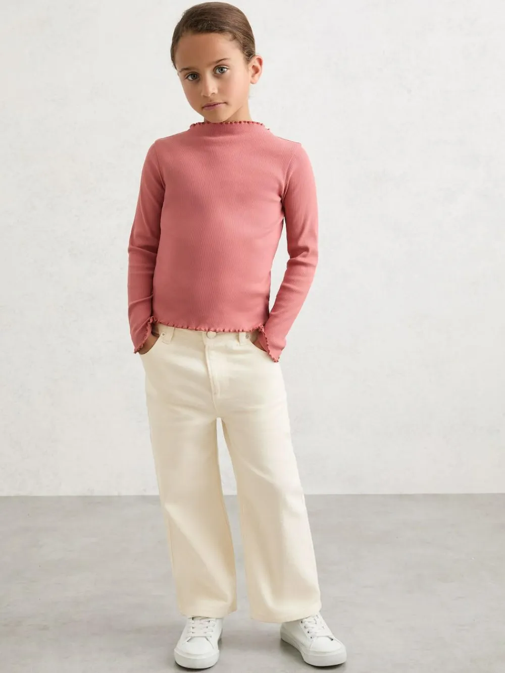 Online Reiss Sky 3-9 yrs Wide-Leg Jeans Ecru
