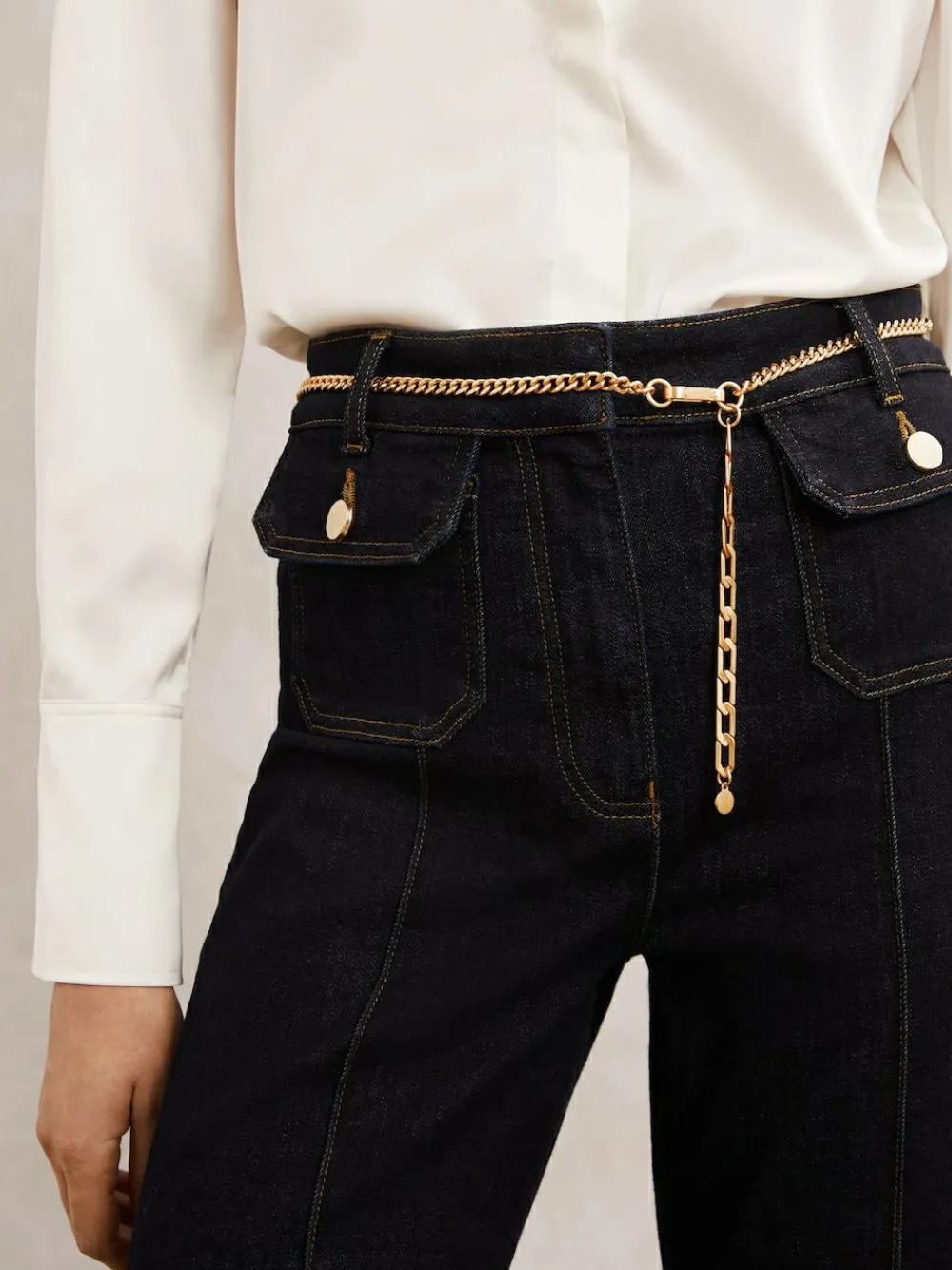 Reiss Gold Georgia Chain-Link Belt^Women Belts