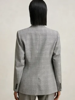 Reiss Grey Brooklyn Single-Breasted Check Suit Blazer^Women Blazers
