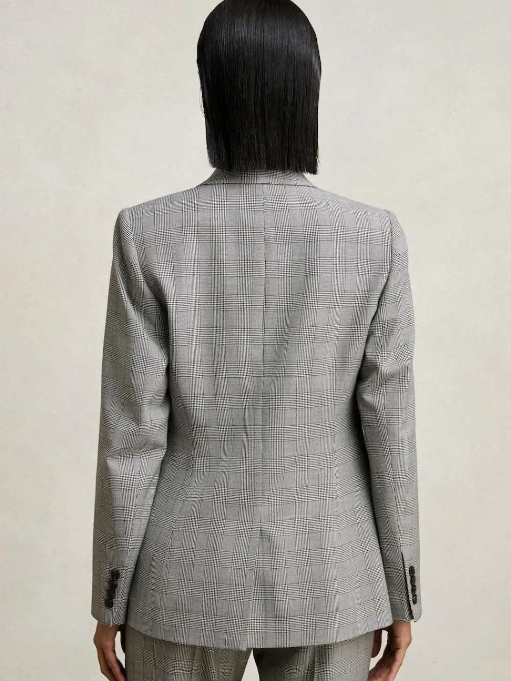 Reiss Grey Brooklyn Single-Breasted Check Suit Blazer^Women Blazers