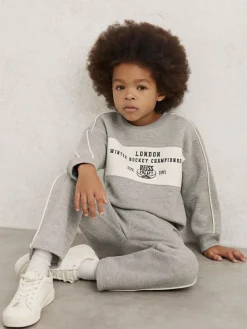 Sale Reiss Grey Melange Owen 9-13 yrs Cotton-Blend Hockey Sweatshirt with Contrast-Piping