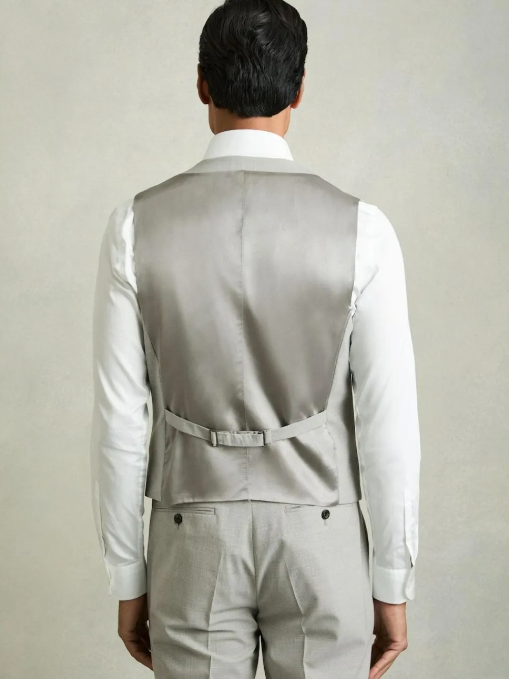 Reiss Grey Slice Puppytooth-Check Suit Waistcoat Wool-Blend^ Vests