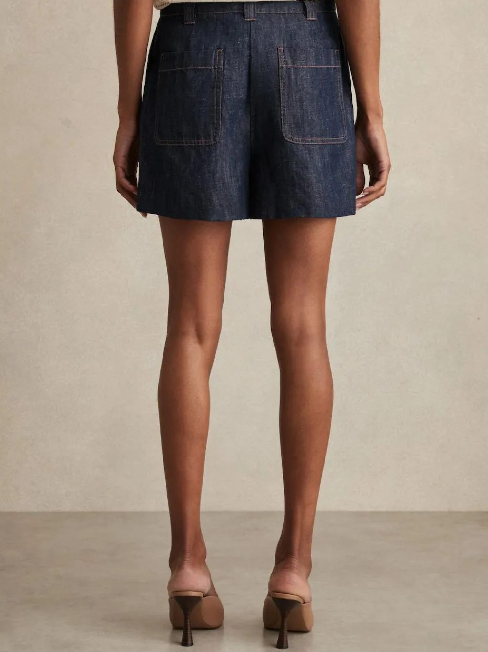 Sale Reiss Ashby Linen Shorts Indigo
