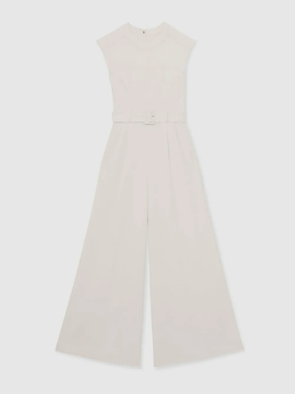 Reiss Ivory Alba Petite Sheer-Panel Wide-Leg Belted Jumpsuit^Women Jumpsuits & Playsuits