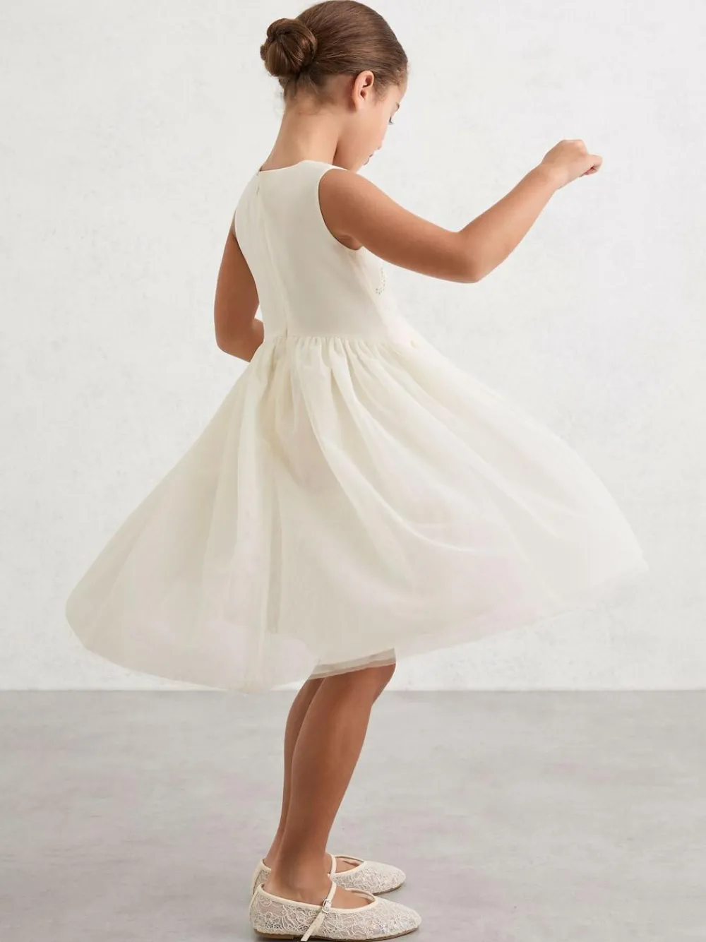 Sale Reiss Ivory Phoebe 3-9 yrs Lace-Detail Tulle-Skirt Dress