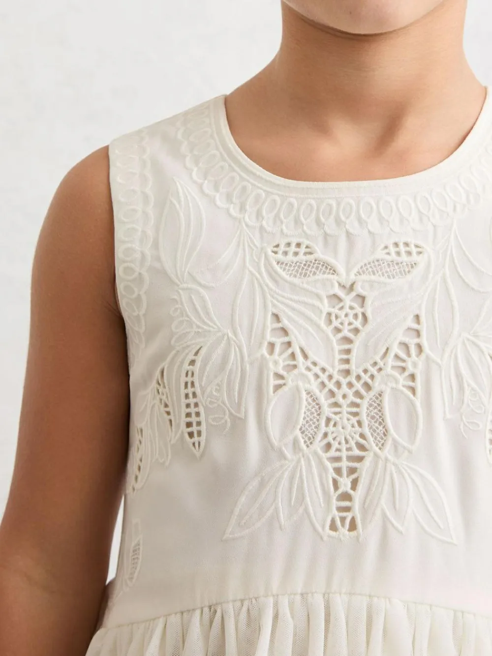 Sale Reiss Ivory Phoebe 3-9 yrs Lace-Detail Tulle-Skirt Dress