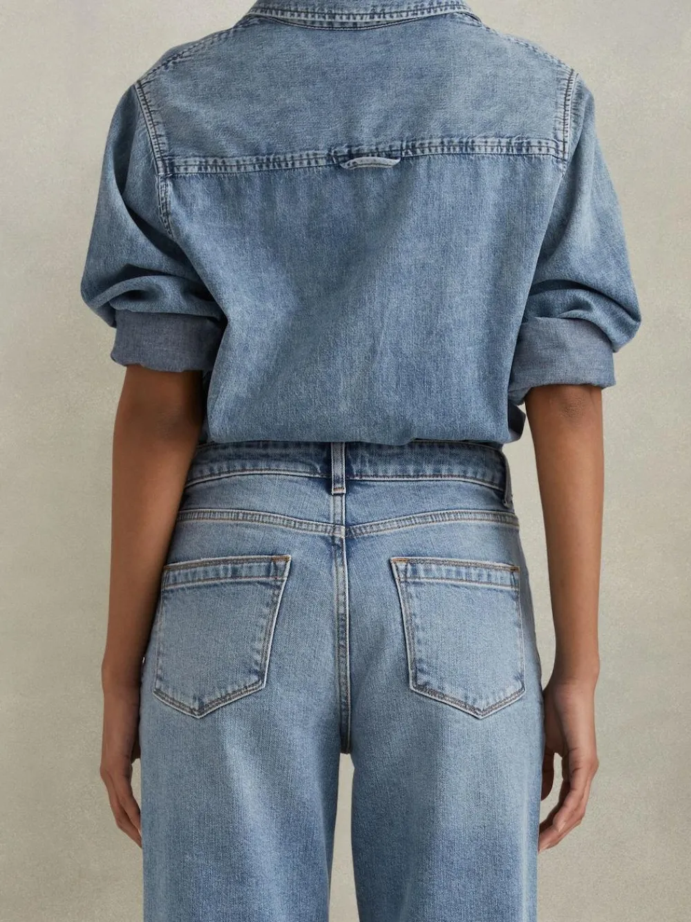 Best Reiss Selin Petite Mid Rise Straight Leg Jeans Light Blue