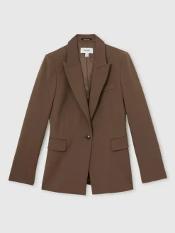 Sale Reiss Gabi Petite Tailored Single Breasted Suit Blazer Mink Neutral
