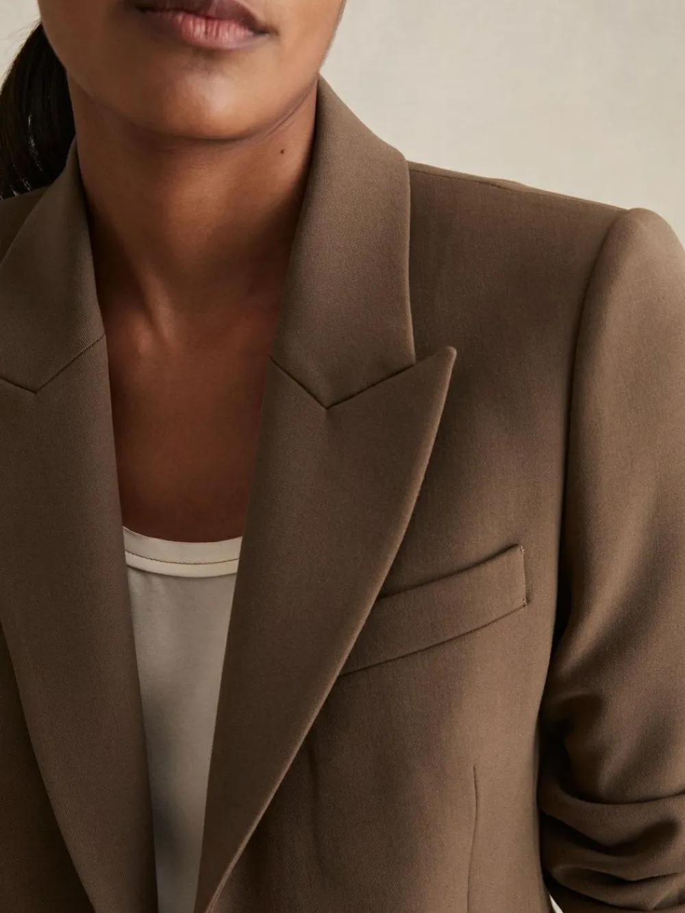 Clearance Reiss Gabi Tailored Single Breasted Suit Blazer Mink Neutral