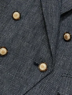Reiss Navy Baker Linen-Cotton Double-Breasted Blazer^Women Blazers