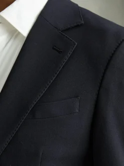 New Reiss Navy Found Blazer Single-Breasted Stretch Suit Blazer Slim-Fit