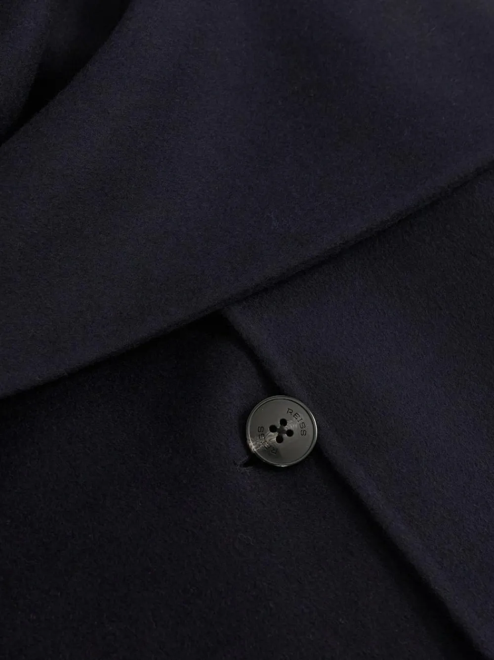 New Reiss Indira Wool-Blend Scarf Blindseam Coat Navy